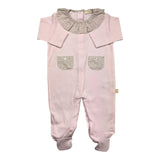 Baby Gi Long Sleeve Onesie Solid Color With Pockets And Contrast Collar Pink For Newborn