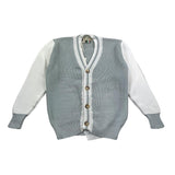 Nupkeet Solid Color Button Up Cardigan Grey For Boys