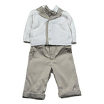 Pure Firenze Completo 4 Pezzi Camcia-Pantalone-Cardigan-Papillon per Neonato 7665 PANNA PURE FIRENZE 