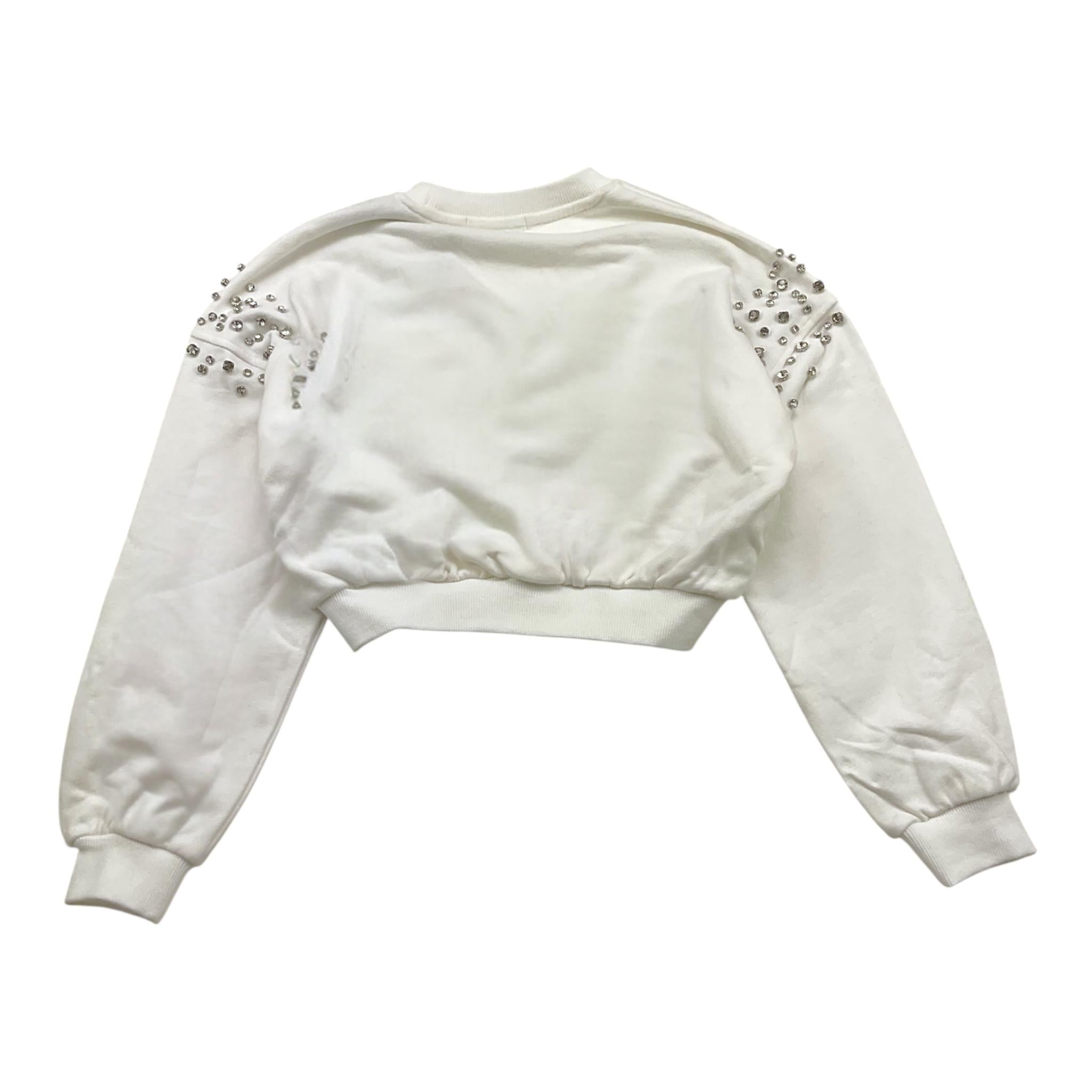 TO be too felpa girocollo tinta unita con applicazioni Bianco per Bambina TSJF24W432 BIANCO TO be too 