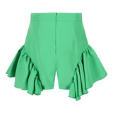 Odi Et Amo Solid Color Shorts with Green Frills for Girls