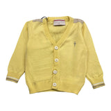 Cesare Paciotti Solid Color Cardigan With Yellow Logo For Newborn