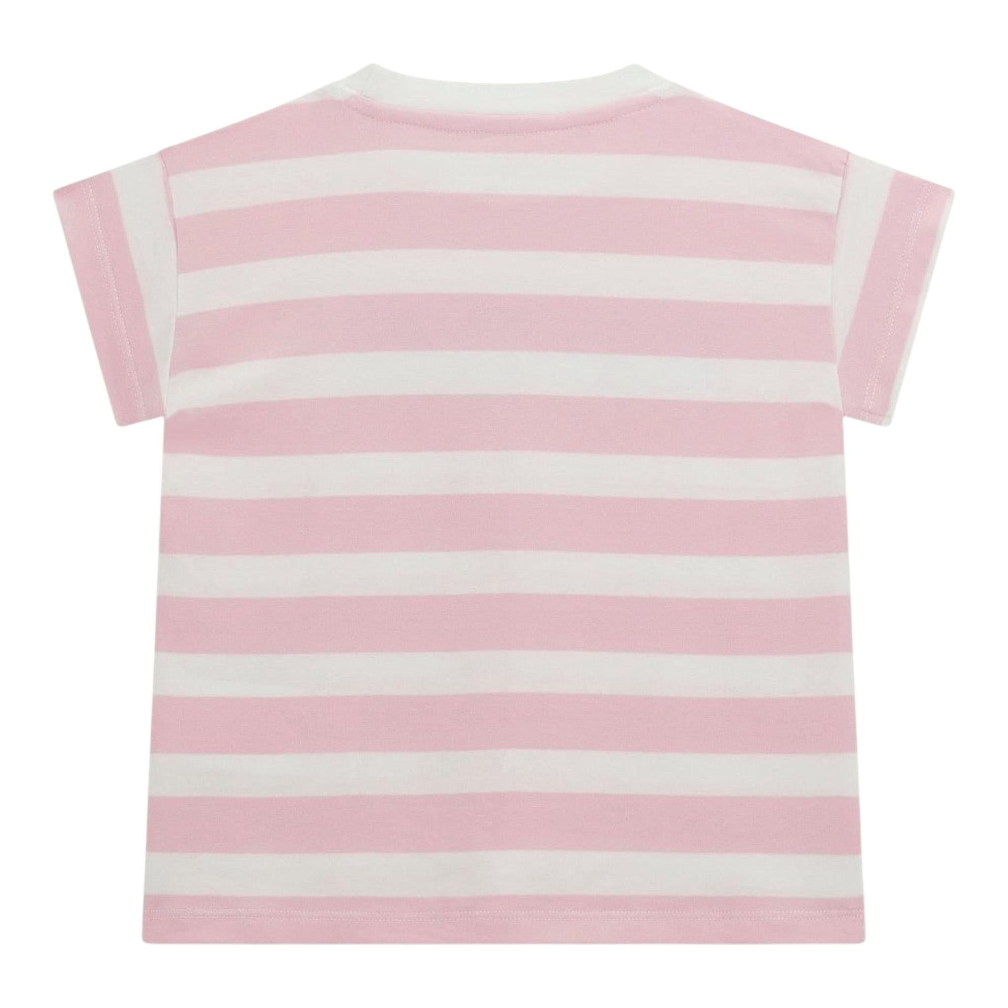 Guess T-Shirt Tinta Unita con Stampa E Fantasia A Righe per Bambina K5RI20K9 ROSA GUESS 