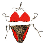 4Giveness 2-Piece Swimsuit Solid Color Spotted Triangle Briefs Brown For Girls