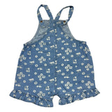 Losan Baby Girl Solid Color Denim Overalls with Blue Floral Print