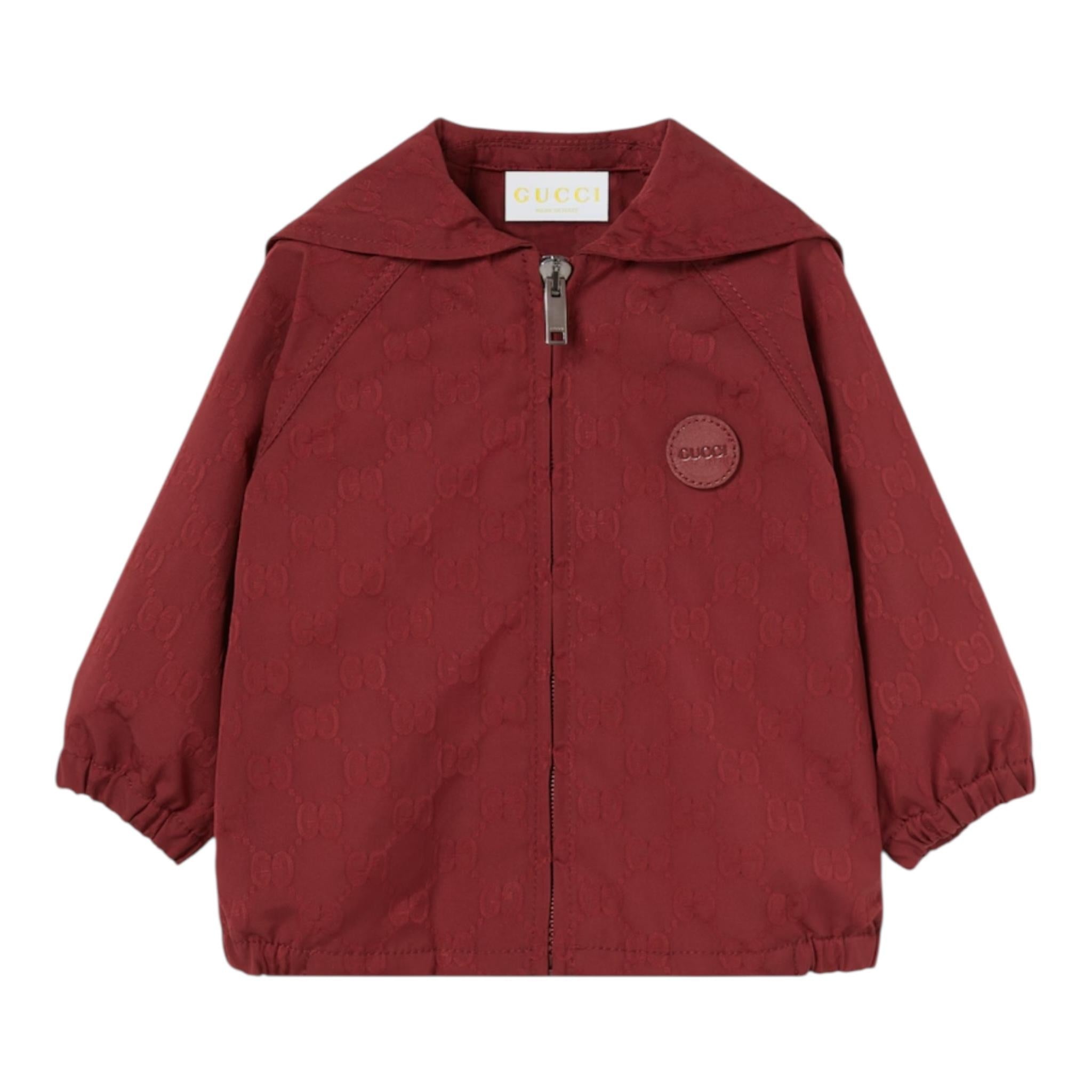 Gucci Giubbino Tinta Unita con Stampe Loghi per Neonato 8044388 BORDEAUX GUCCI 