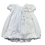 Le Bebe Abito Mezza Manica Tinta Unita con Fiocco per Neonata LBG6220 BIANCO LE BEBE 