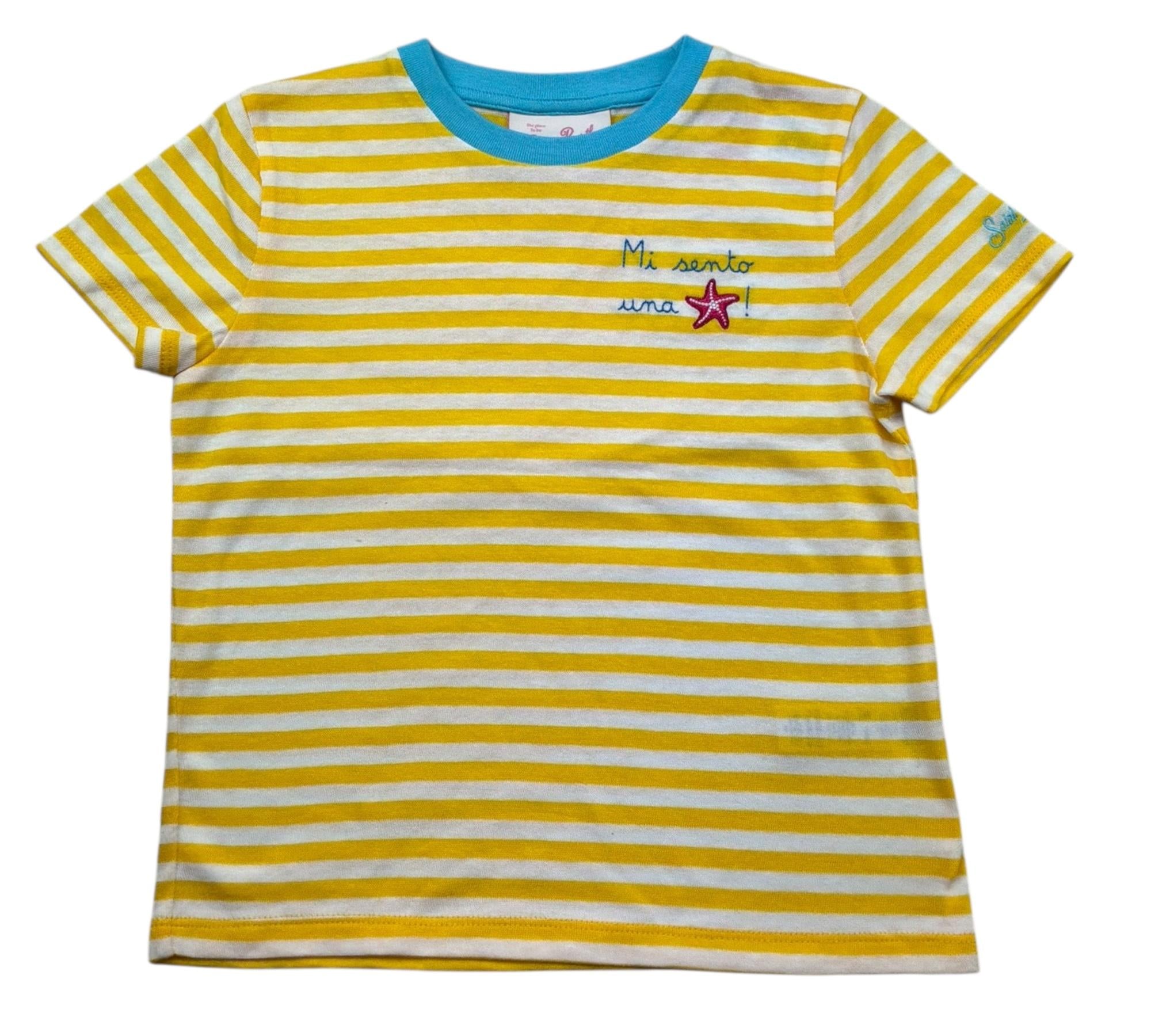Saint Barth T-Shirt Girocollo Fantasia A Righe per Bambina ELLY006 GIALLO SAINT BARTH 
