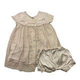 Caffe' D'Orzo Solid Color Half Sleeve Dress With Tulle And Beige Culotte For Newborn