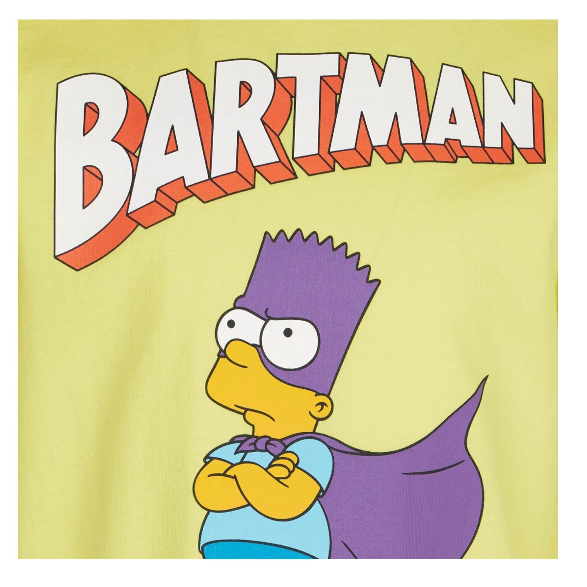 Saint Barth T-Shirt Girocollo Tinta Unita con Stampa per Bambino BARTMAN GIALLO FLUO SAINT BARTH 