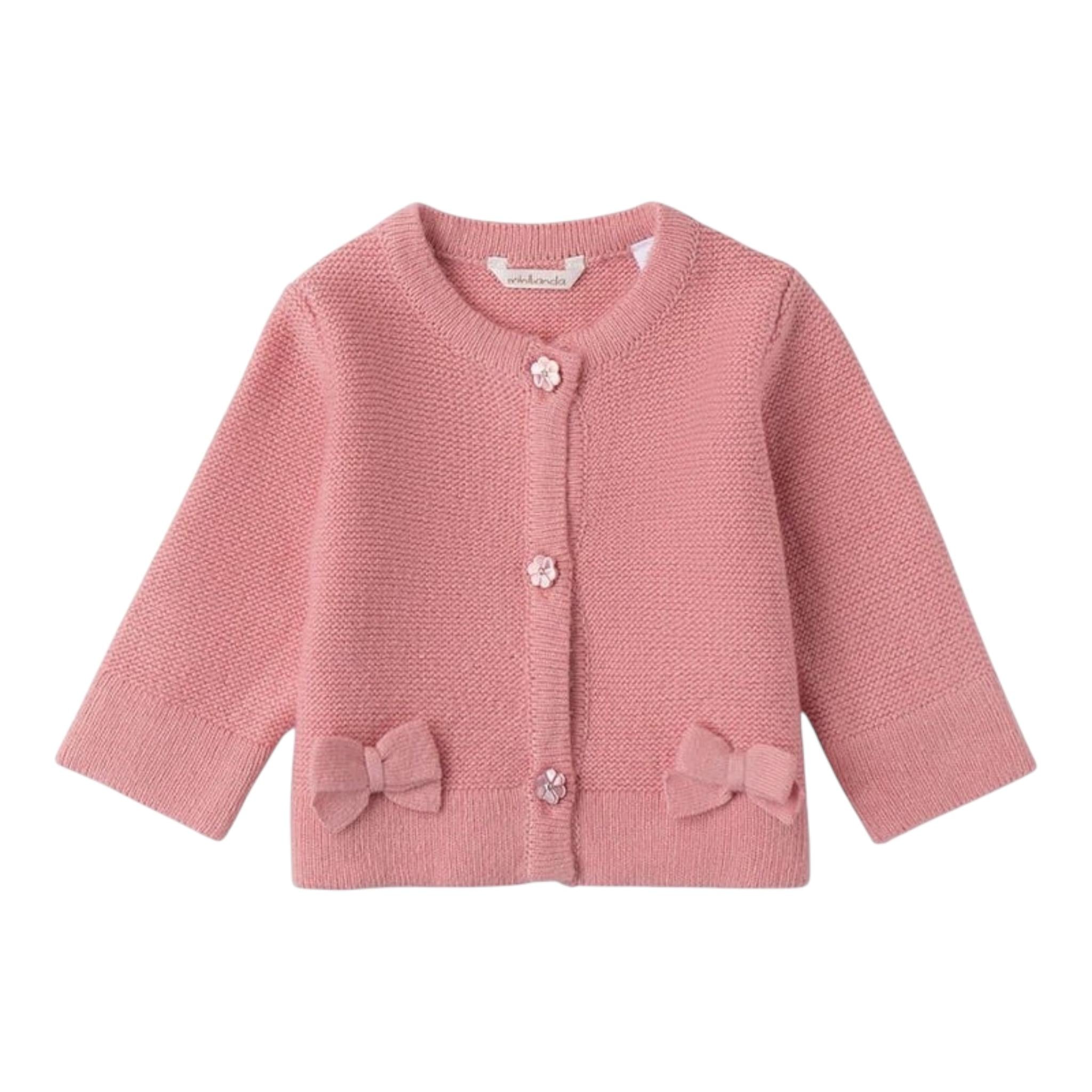 MINI BANDA cardigan tinta unita con fiocchi Rosa per Neonata 3A740 ROSA MINI BANDA 