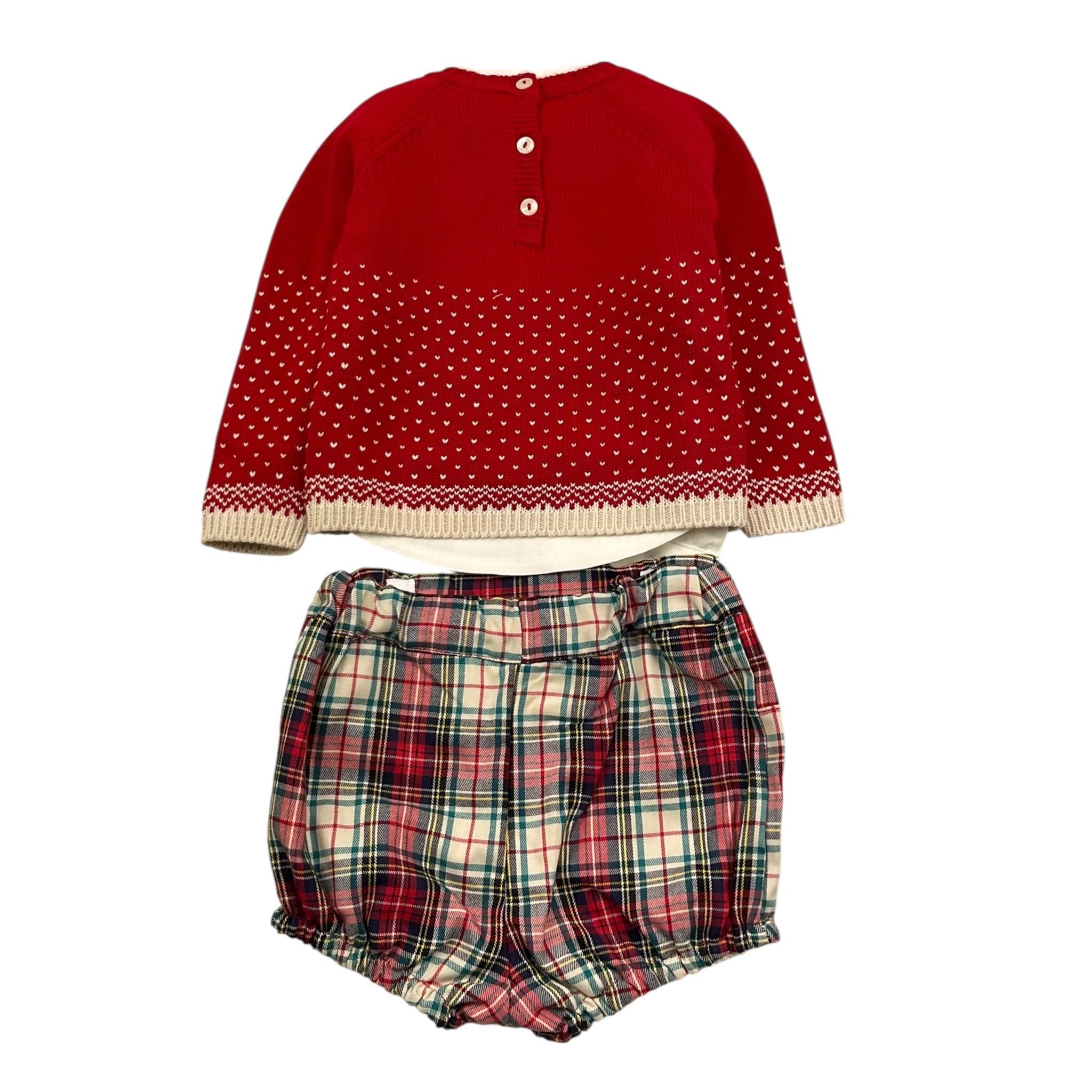 VALENTINA BEBES completo 3pz camicia-bermuda fantasia scozzese-maglia Bianco per Neonato MAR93 BIANCO VALENTINA BEBES 