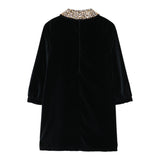 IL GUFO abito manica lunga tinta unita in velluto con collare Blu per Neonata A24VL595V0016 BLU IL GUFO 