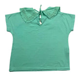 Zhoe &amp; Tobiah Solid Color T-Shirt With Collar Aqua Green For Girls