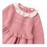 MINI BANDA abito tinta unita con colletto e ricami Rosa per Neonata 3A750 ROSA MINI BANDA 