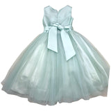 Bella Brilli Solid Color Sleeveless Formal Dress With Aqua Green Tulle For Girls