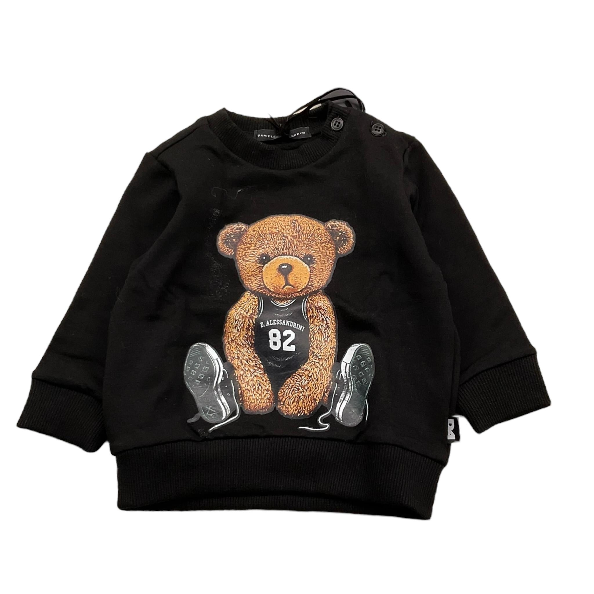 DANIELE ALESSANDRINI felpa girocollo tinta unita con stampa Nero per Neonato 1291F00032XX NERO DANIELE ALESSANDRINI 