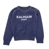 BALMAIN maglia tinta unita con stampa Blu per Bambino BV9P40 BLU BALMAIN 