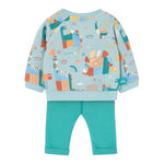BOBOLI completo felpa-pantalone tinta unita con stampa Verde acqua per Neonato 119124 VERDE ACQUA BOBOLI 