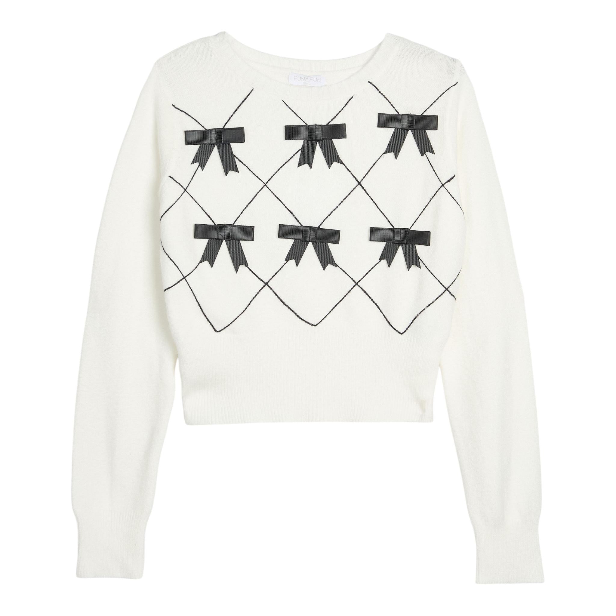 FUN & FUN maglia girocollo tinta unita cn fiocchi Bianco per Bambina FCJSW00061 BIANCO FUN & FUN 