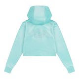 Juicy Couture Felpa Tinta Unita In Velluto con Zip E Cappuccio per Bambina JBX6500 AZZURRO JUICY COUTURE 