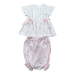 La Stupenderia Completo 2 Pezzi Camicia-Coulotte Bicolore per Neonata TBCT52 BIANCO/ROSA LA STUPENDERIA 
