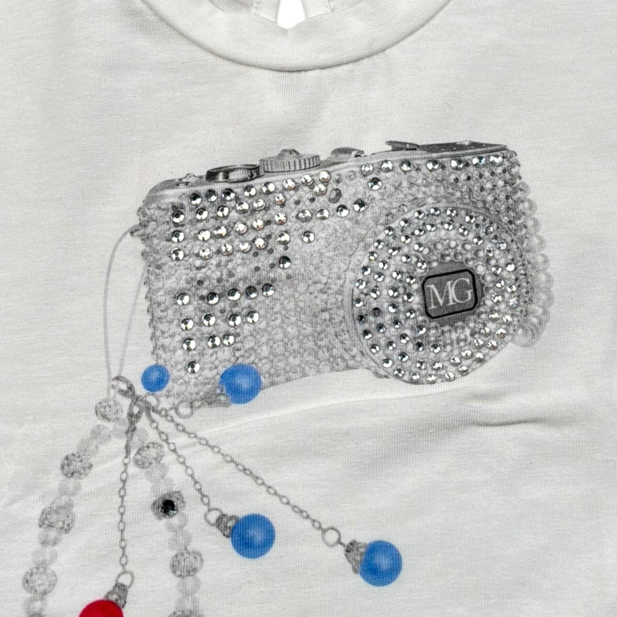 Miss Grant T-Shirt Girocollo Tinta Unita con Stampa per Neonata MG1235N BIANCO MISS GRANT 