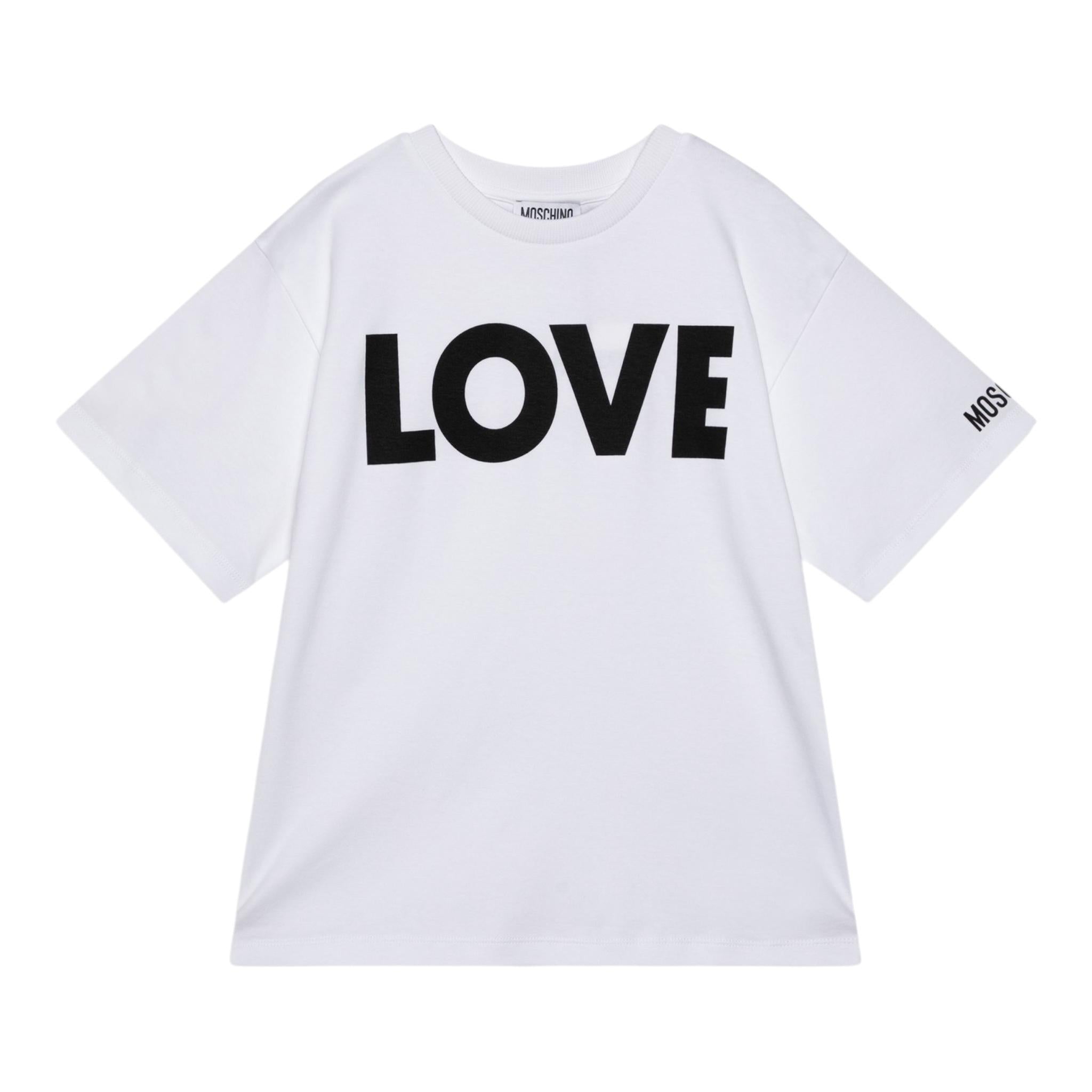 MOSCHINO t-shirt girocollo tinta unita con stampa Bianco per Bambina HDM06HXXX BIANCO MOSCHINO 