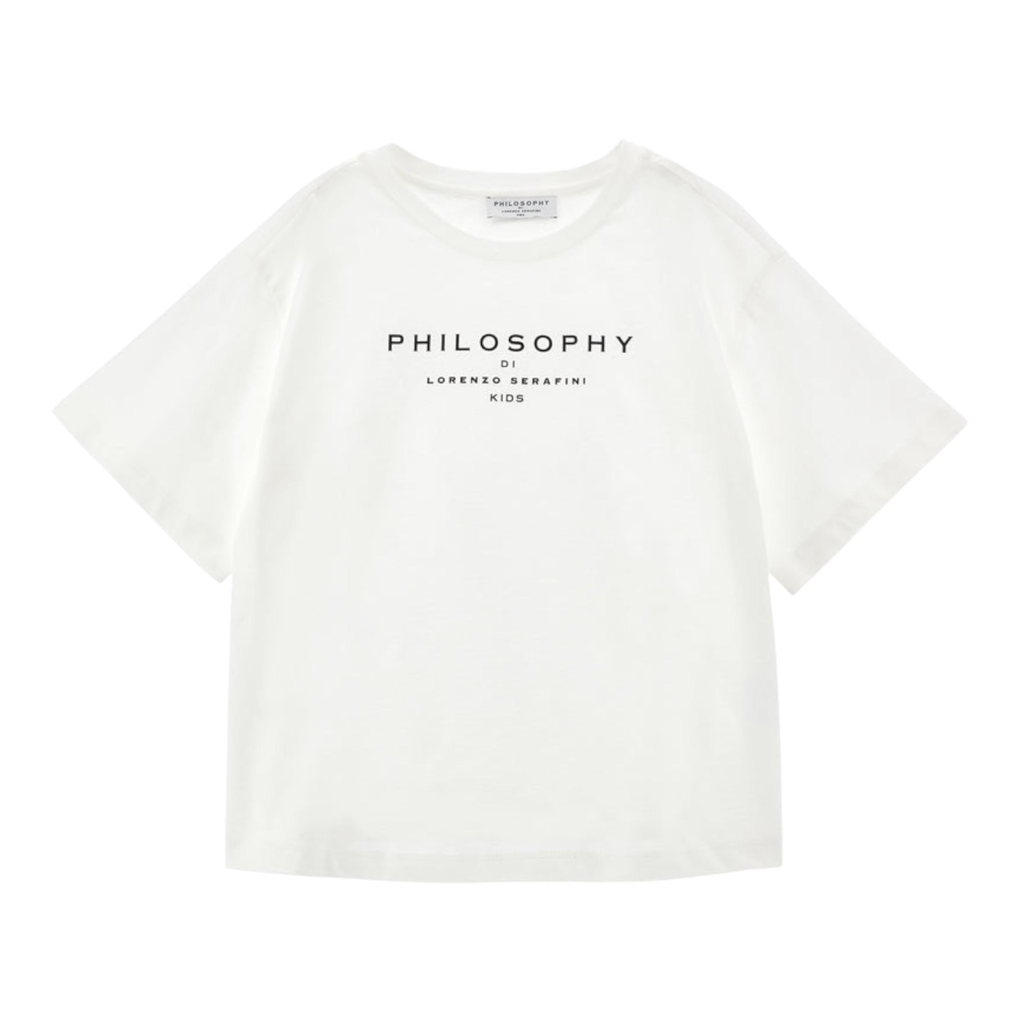 Philosophy T-Shirt Girocollo Tinta Unita con Stampa per Bambina I1E605XXX BIANCO PHILOSOPHY 