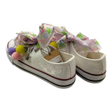 Quickas Sneakers Solid Color with Applications and Laces White for Girls