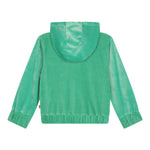 BillIEBLUSH felpa con zip e cappuccio tinta unita in velluto Verde per Bambina U20516 VERDE BillIEBLUSH 