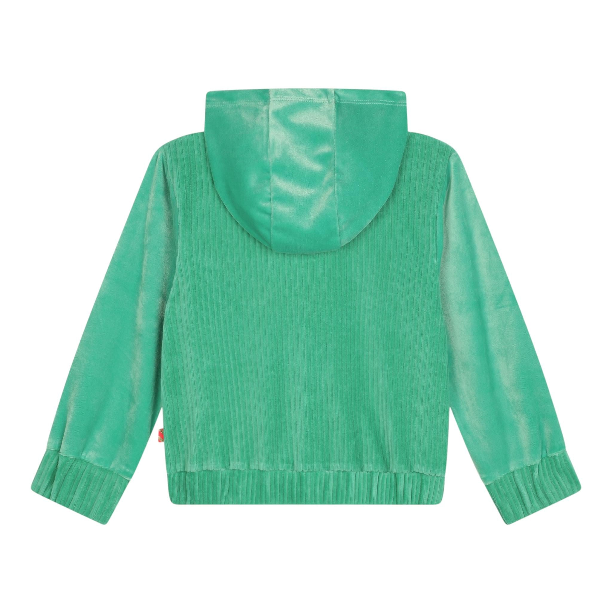 BillIEBLUSH felpa con zip e cappuccio tinta unita in velluto Verde per Bambina U20516 VERDE BillIEBLUSH 