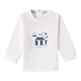 MINI BANDA shirt girocollo tinta unita con stampa Bianco per Neonato 38650 BIANCO MINI BANDA 