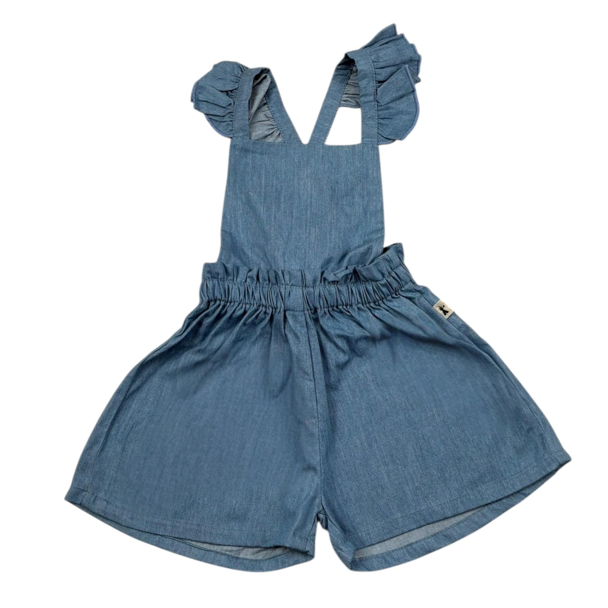 Petit Indi Tuta In Denim Tinta Unita per Neonata SS25BK5137X BLU PETIT INDI 