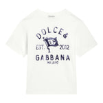 Dolce & Gabbana T-Shirt Girocollo Tinta Unita con Stampa per Neonato L1JTEY BIANCO DOLCE & GABBANA 
