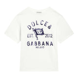 Dolce & Gabbana T-Shirt Girocollo Tinta Unita con Stampa per Neonato L1JTEY BIANCO DOLCE & GABBANA 