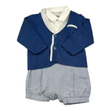 Stella Complete 3-Piece Shirt-Cardigan-Blue Overalls for Newborns