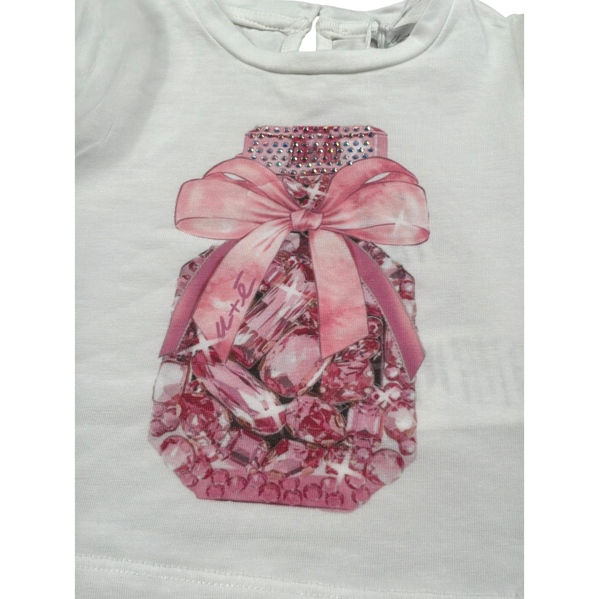 M+E' T-Shirt Girocollo Tinta Unita con Stampa per Neonata UE1856X BIANCO M+E' 