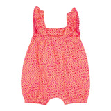 Losan Baby Girl Solid Color Romper with Pink Diamond Print Armhole