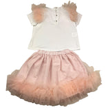 Barcellino Complete 2 Piece T-Shirt-Skirt Two-Tone White/Pink For Baby Girl