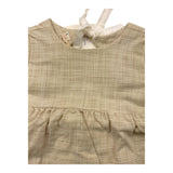 Petit Indi Solid Color Half Sleeve Dress With Green Micro Pattern For Baby Girl