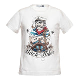 Monnalisa T-Shirt Girocollo Tinta Unita con Stampa per Bambino 257608SS BIANCO MONNALISA 