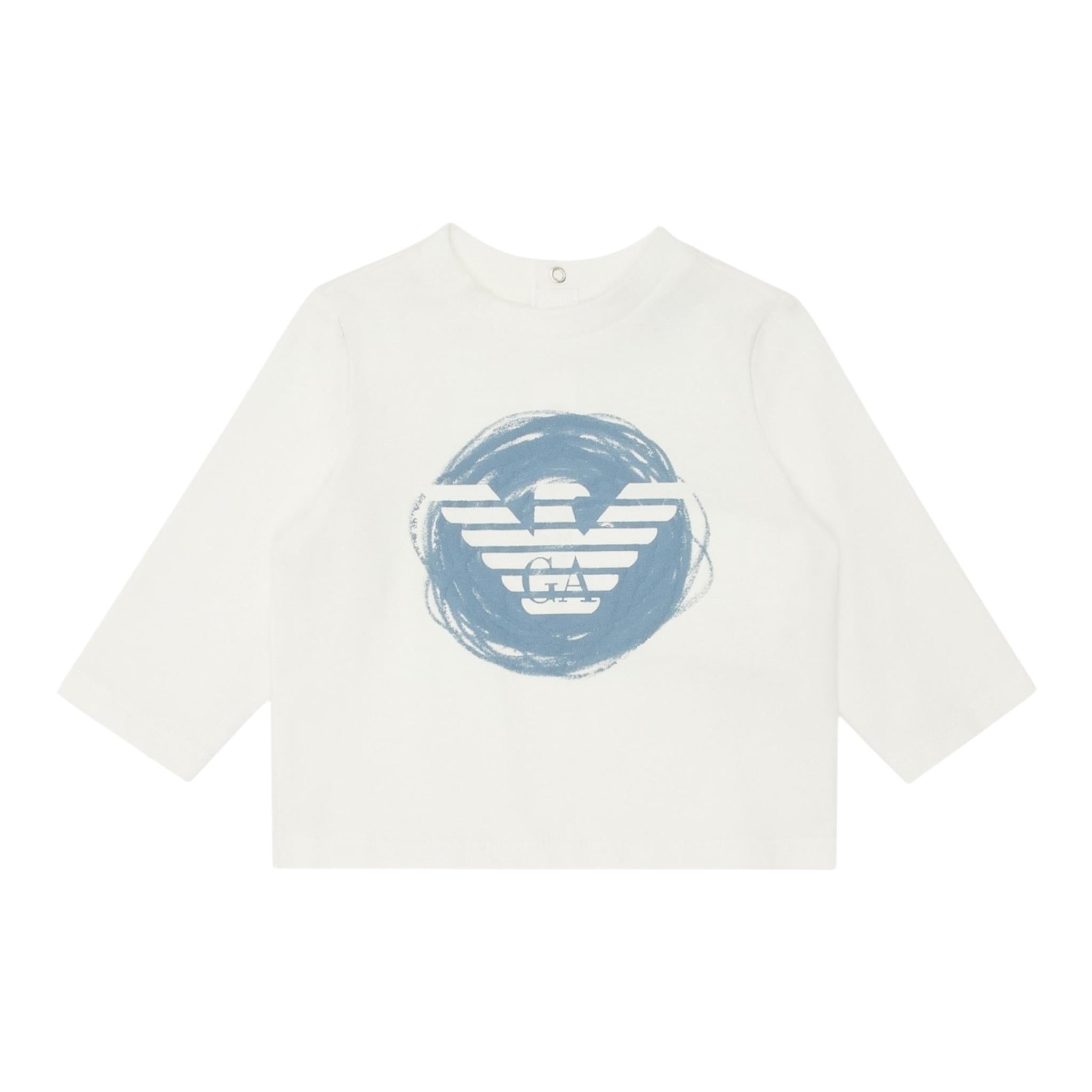 EMPORIO ARMANI shirt tinta unita gircollo con stampa Bianco per Neonato 6FHTJ4 BIANCO EMPORIO ARMANI 