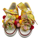 Quickas Sneakers Solid Color with Applications and Laces Yellow for Baby Girls