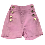 Miss Grant Short Solid Color with Contrast Buttons Pink for Baby Girls