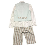 Damper Dan 4-Piece Set Vest-Shirt-Pants-Bow Ties Blue For Newborn