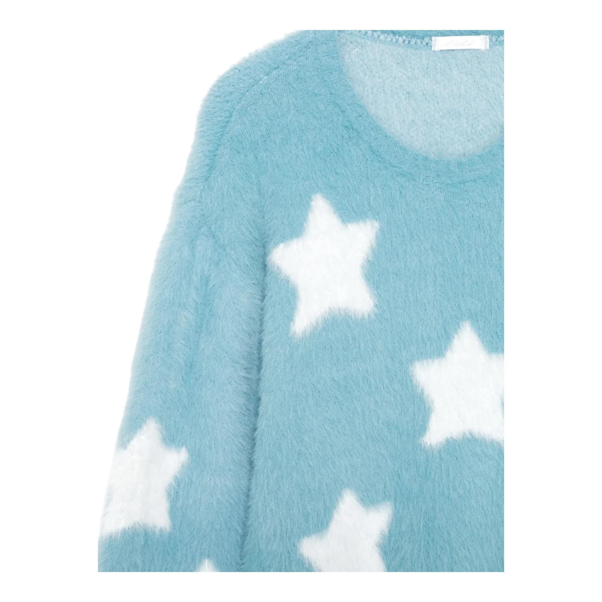LU LU BY MISS GRANT maglia tinta unita con stampa stelle Azzurro per Bambina LL3153XX AZZURRO LU LU BY MISS GRANT 