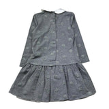 Le Bebe Abito Manica Lunga Tinta Unita con Fiocco per Bambina LBG1083 GRIGIO LE BEBE 
