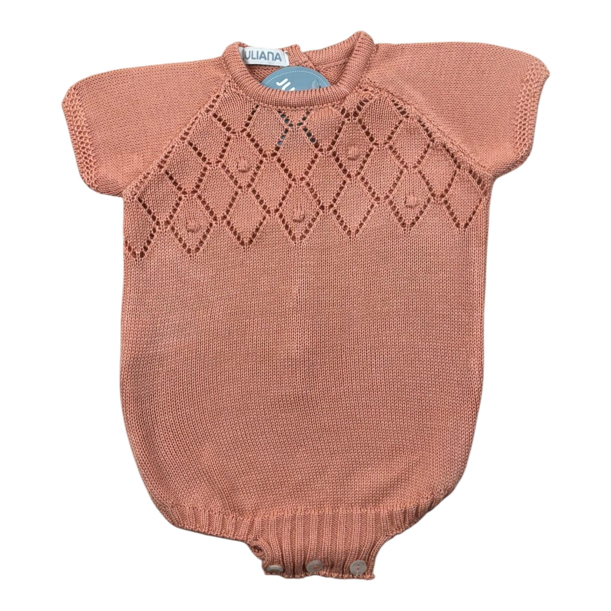 Juliana Pagliaccetto Mezza Manica tinta unita Cn Ricami Pesca per Neonato 25162X PESCA JULIANA 