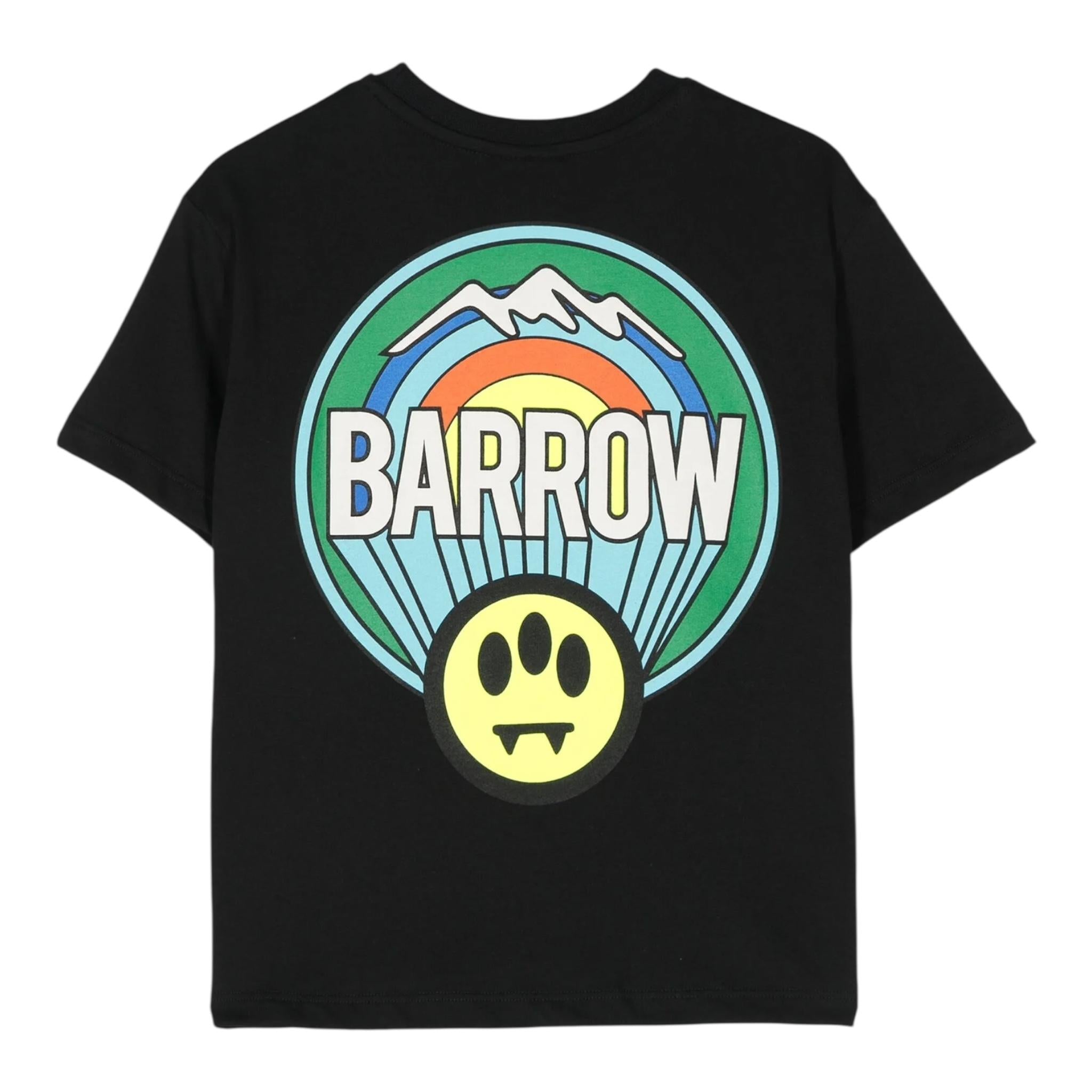 BARROW KIDS t-shirt gircollo tinta unita con logo Nero per Bambino F4BKJUTH030 NERO BARROW KIDS 